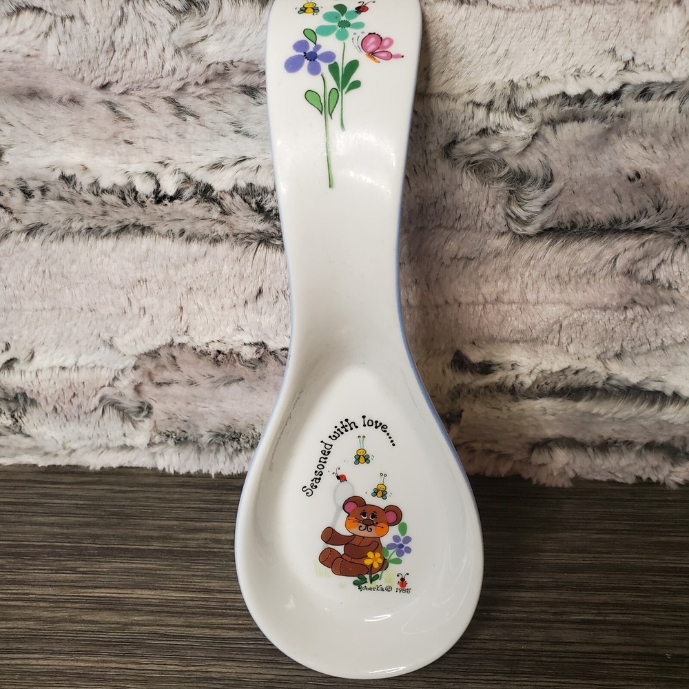 Vintage "Seasoned With Love" Ceramic Kitchen Spoon Rest -George Good- Japan